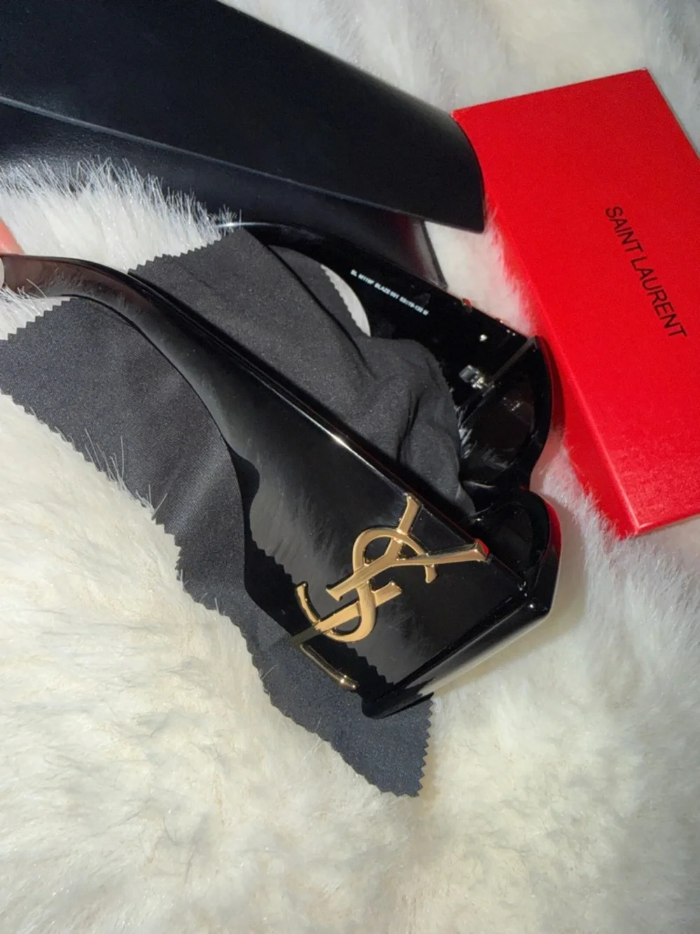 Saint Laurent Black Sunglasses with Gold Accent - Picture 5 of 7